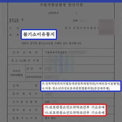 미성년자 피의자 대리하여 카메라촬영 및 준강제추행 혐의 모두 기소유예 처분 성공